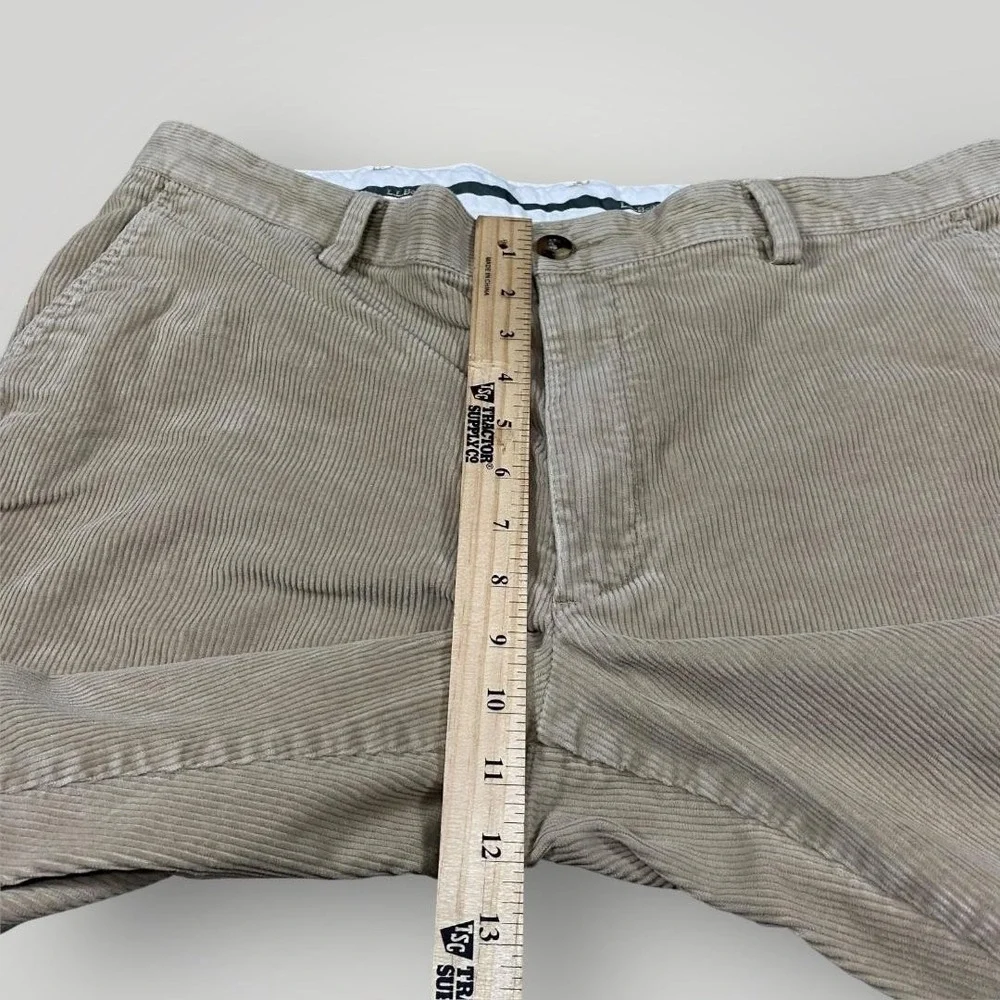 L.L.Bean Corduroy Pants Mens 36x29 Khaki Beige Classic Fit Stretch Zip Fly Chino